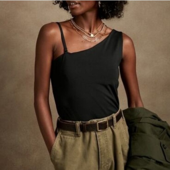 Black Banana Republic One Shoulder Tank Top - Picture 4 of 4